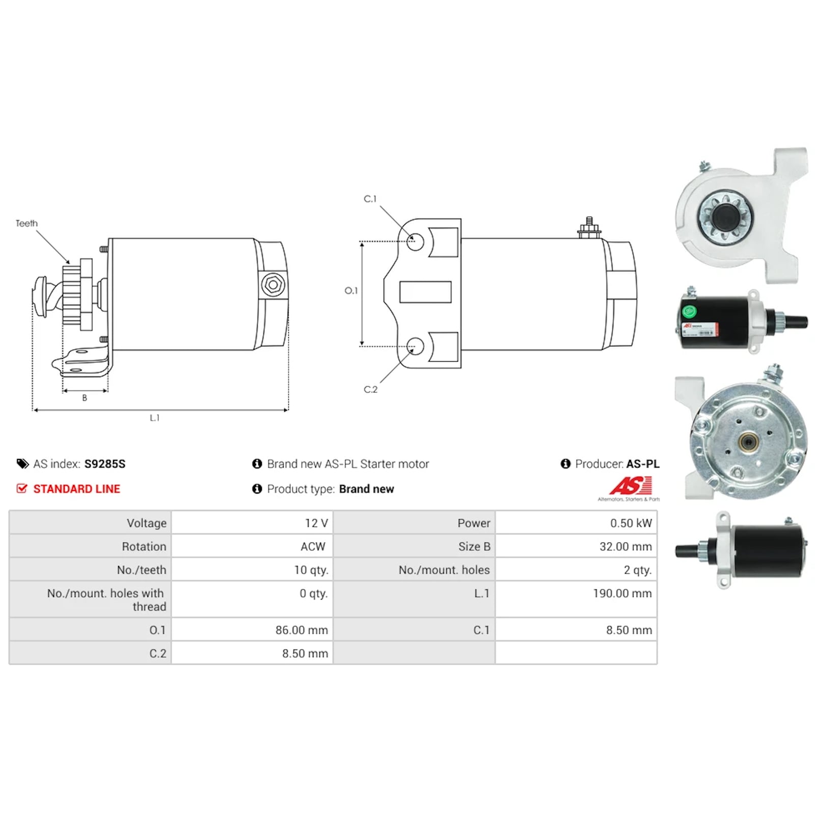 Anlasser passend für Tecumseh OHV130 OHV135 OHV140 10 Zähne ersetzt 36914 37425